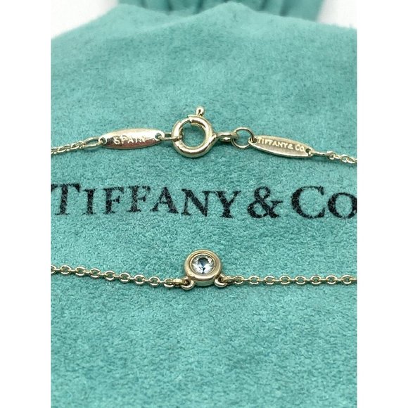 s-l400.jpg Auth Tiffany & Co. By The Yard Aquamarine Blue Color Pendant Necklace 16inch .07